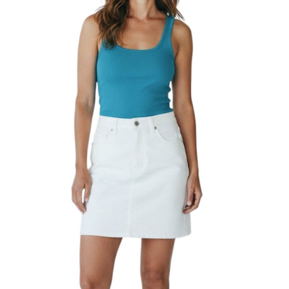 ARAMINTA JAMES Lolita Crinkle Tank Top 12/L Azure Blue Resort Preppy Beach NWT